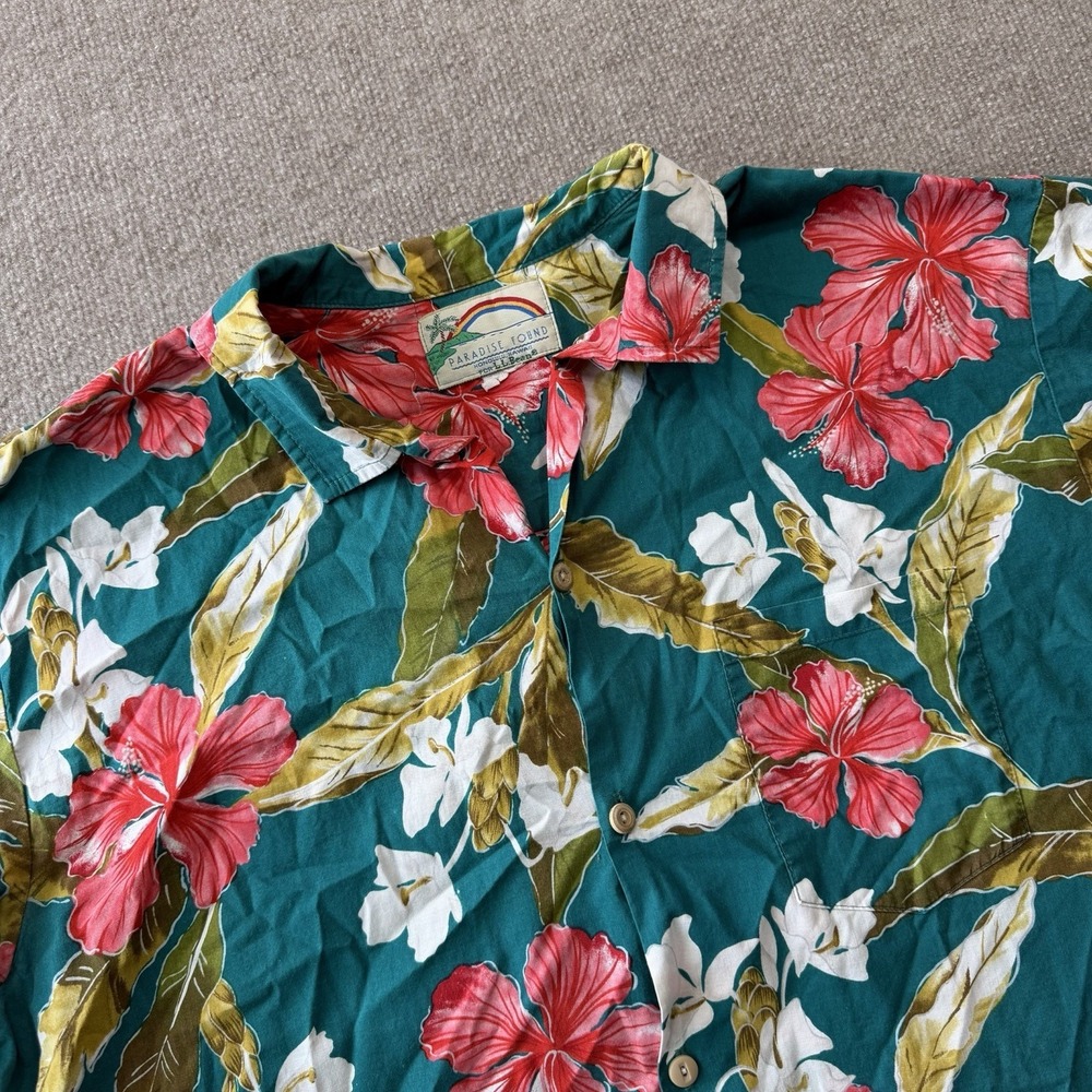 Vintage Paradise Found LL Bean Men's SZ  L Floral Hawaiian Shirt
